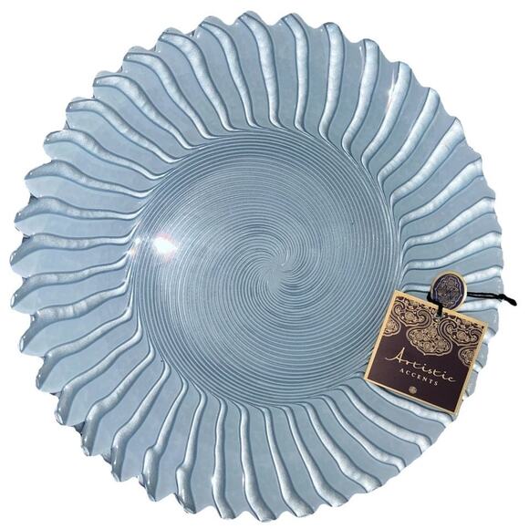 ARTISTIC ACCENTS Pastel Blue Swirl 13in Charger Plate Made in Turkey New - Picture 1 of 5